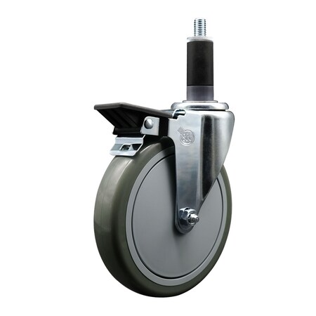Service Caster 6'' Gray Poly Swivel 1-1/8'' Expanding Stem Caster with Brake SCC-EX20S614-PPUB-PLB-118